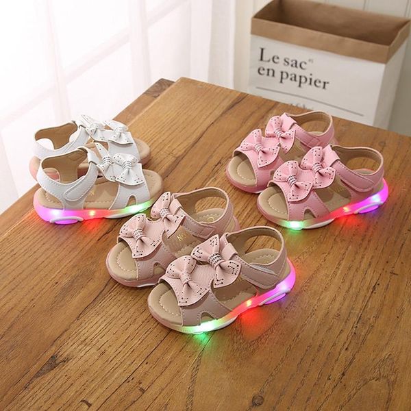 

sandals summer newborn baby girl shoes for girls children babyÂ girls bowknot led light luminous sport sandals sneaker shoes, Black;red