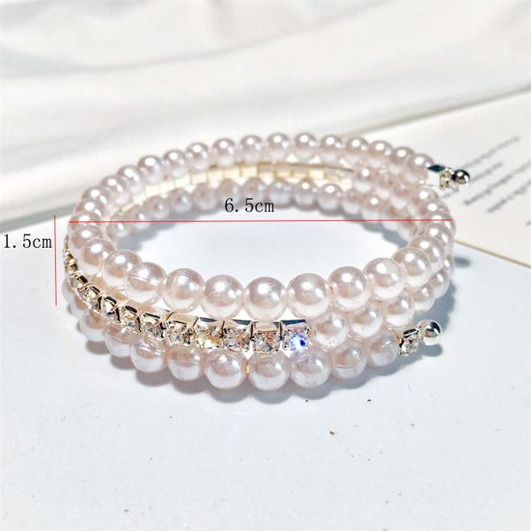 

south korea liu xing kuan rhinestone pearl bracelet 3 layer is wrapped fashion bracelet female korean ornament, Golden;silver