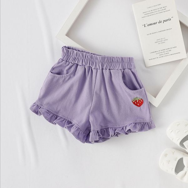 

ребёнки шорты клубничный вышитые девушки короткие штаны ruffled дети брюки лето детская одежда 4 цвета дополнительное yw3074q, Black