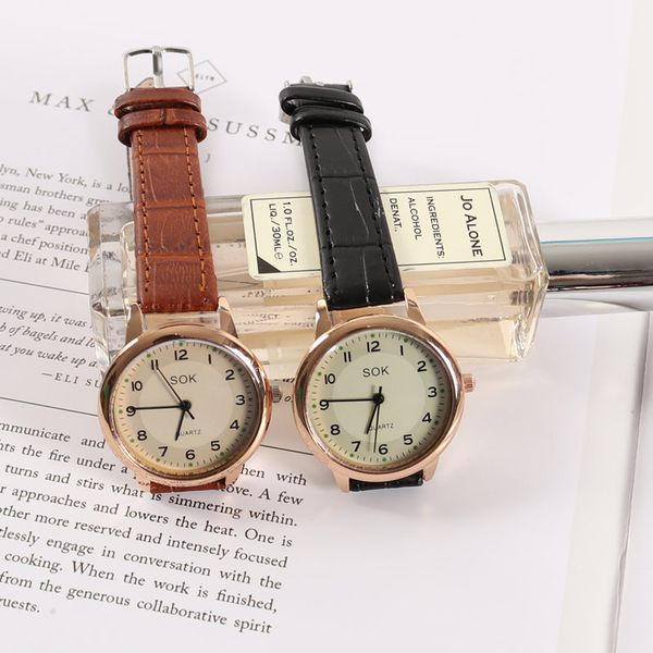 

uzzang harajuku watch student simple small dial retro genuine leather waterproof female watchmaker watches, Slivery;brown
