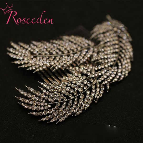 

rhinestone alloy leaves women hair combs bridal drilling hairpins wedding hair accessories headwear jewelry hair ornaments re374, Golden;white