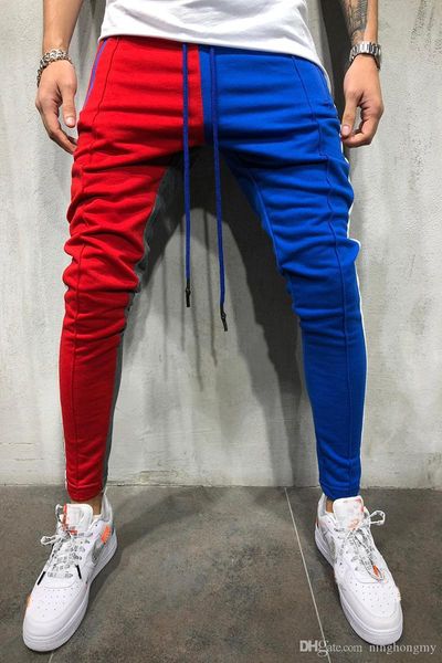 

мужские slim fit тренировочные брюки шнурок полосатые спортивные брюки цвет блока пэчворк бег трусцой спортивные хип хоп брюки длинные брюки, Black