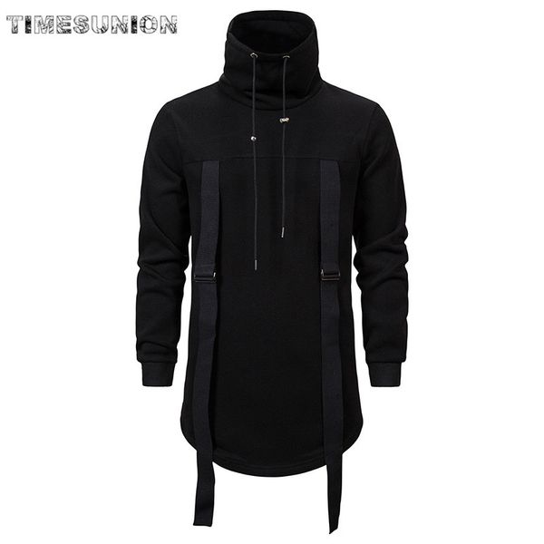 

2020 spring trend new high-neck mens sweatshirt dark black long loose assassin sweatshirt