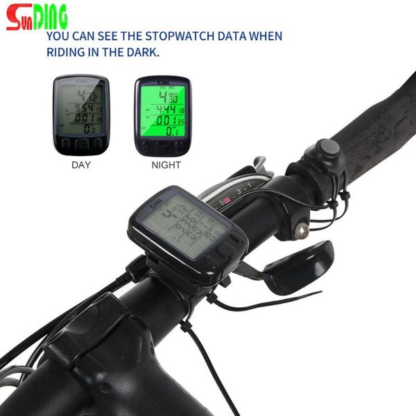 

sunding sd 563b waterproof lcd display cycling bike bicycle computer odometer speedometer with green backlight sale