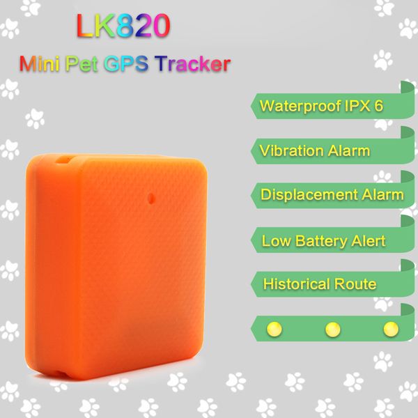 

real-time tracking pet lost-proof gps tracker lk820 waterproof long standby time geo-fence wifi locating agps locating