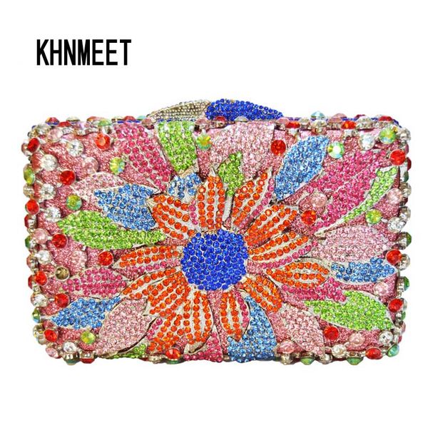 

laisc flower bag women luxury diamond evening bag ladies purse pochette crystal day clutches bling party chain handbag sc264