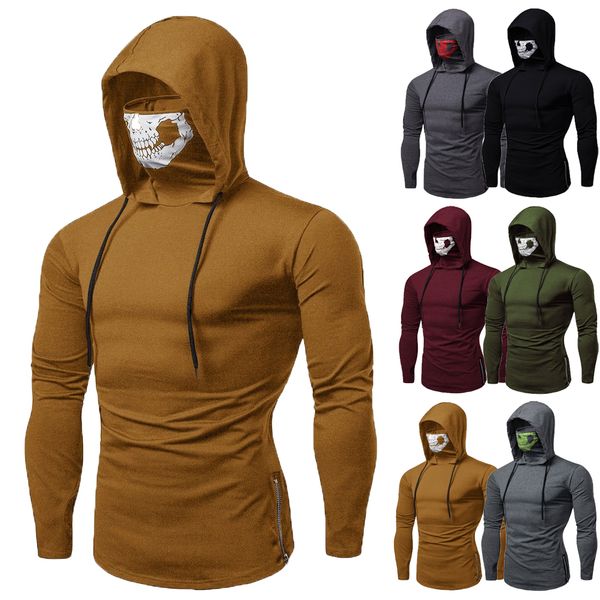 

new men hooded sweatshirt high neck long sleeve slim fit high collar hooded sweatshirt winter autumn men casual outwear, White;black