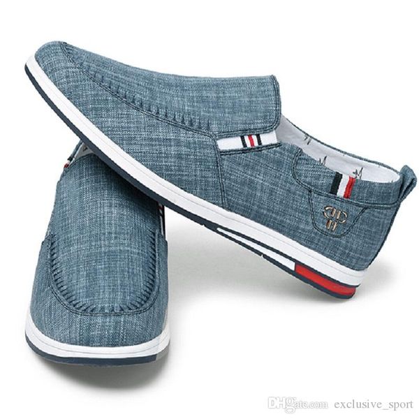 

fashion men low flat casual shoes blue grey breathable canvas shoe mens sports sneakers size 40-44 wholesale, Black