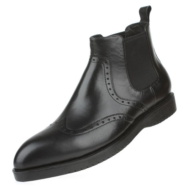 

trend slip-ons high genuine leather thick bottomed work marriage wear pure leather 44, Black