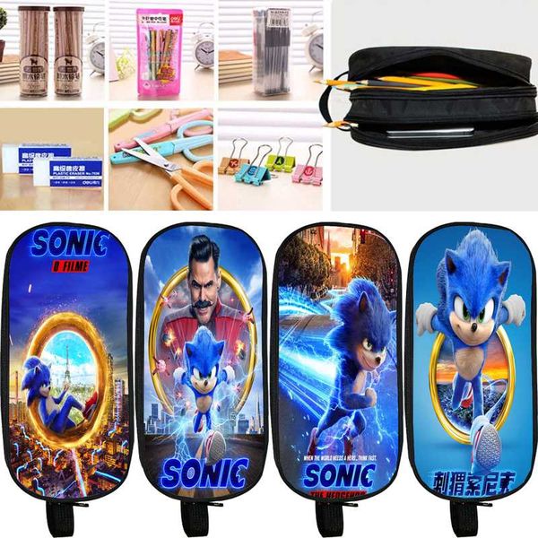 

students sonic pencil case boys girls anime stationery bag teens pencil holder kids cartoon pen bag surprise gifts