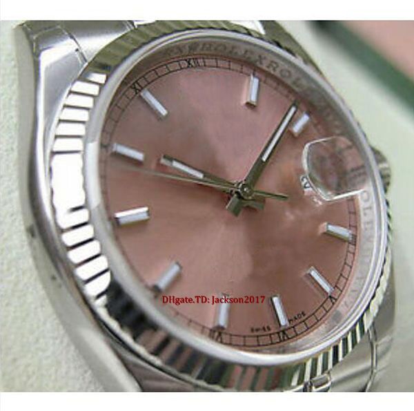 

christmas gift original box certificate watches watches 116234 mens steel white gold pink index dial 36mm, Slivery;brown