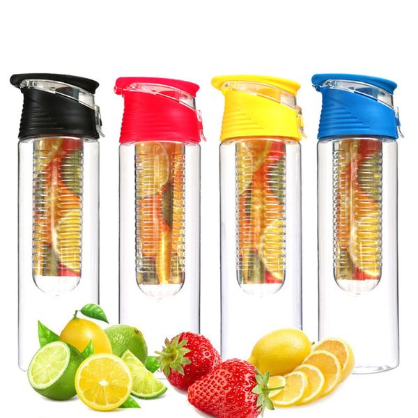 Sport Wasserflasche für Männer Frauen Outdoor Camp tragbare Saft Obst Zitrone auslaufsichere Kunststoff Trinkflasche T2I5824