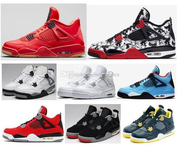 

4 4s tattoo graffiti singles day red basketball shoes men women alternate motorsport dunk from above sneakers with box