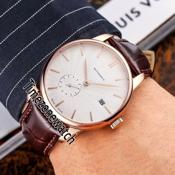 

new m024.428.36.031.00 automatic mens watch rose gold silver texture dial stick markers brown leather strap watches timezonewatch f08b2, Slivery;brown