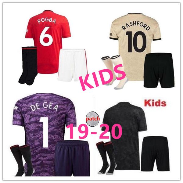 

2019 20 kid kit lukaku alexi man pogba united occer jer ey 19 20 lingard ra hford malling utd home away goalkeeper kid football kit, Black;red