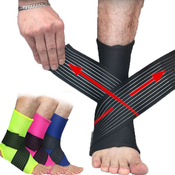 

1 pc ankle compression sock bandage compression ankle guard wrist guard outdoor basketball football climbing gear, Blue;black