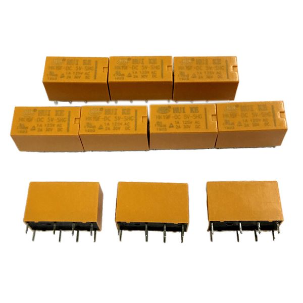 

10 шт dc5v катушки 8-pins мини питания реле pcb тип hk19f-dc5v-shg реле желтый