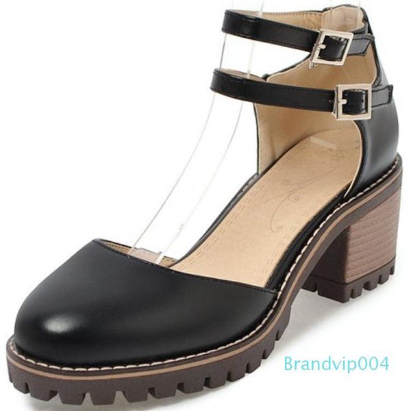 

sexy2019 sandals code will 40-43 belt buckle help rome shoe high coarse with baotou women's shoes 9561, Black