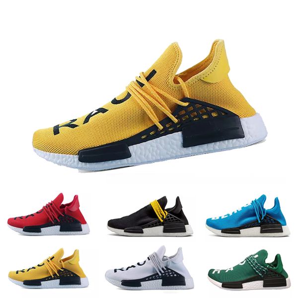 

2019 Human Race Mens Running Shoes Pharrell Williams Sample Yellow Core Black Sport Designer Shoes Women Sneakers 36-45