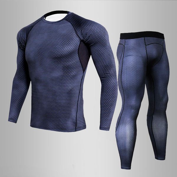 

men's suits rashguard mma compression clothing mens tracksuit set fitness leggings men's shirts male compression set base layer, Gray