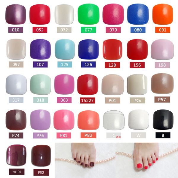 

2019 24pcs fashion design cute toes latest french style candy colorful fake toe 34 optional, Red;gold