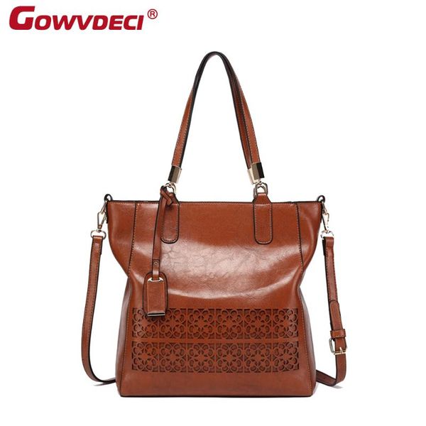 

women's bag new fashion handbag hollow oil pitote bag shoulder messenger