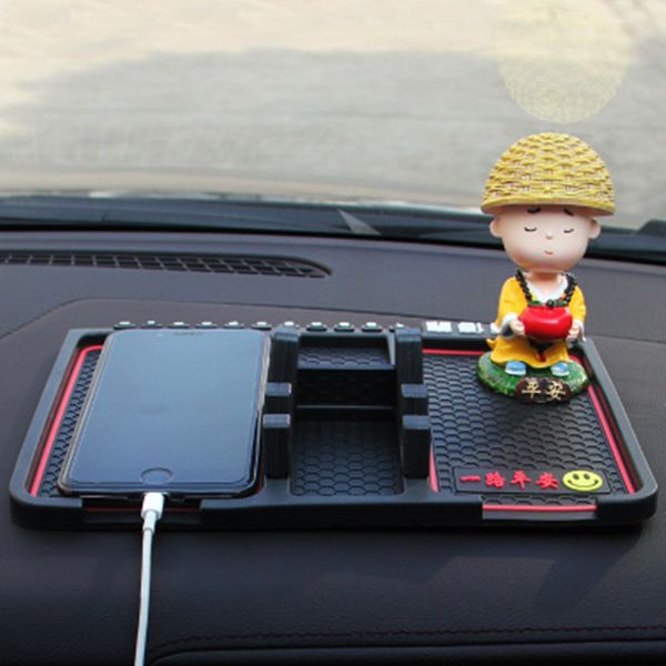 

auto anti-skid pad multi-functional car dashboard anti-slip mat rotate phone gps card pens holder auto temporary parking card