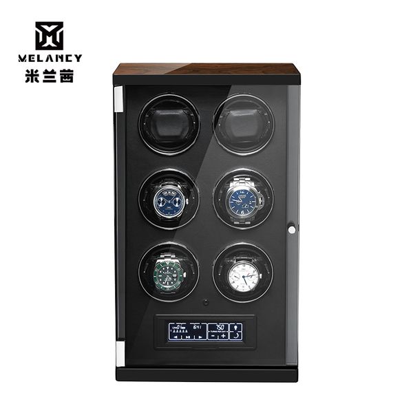 

classical black wooden watch winder for automatic mechanical watches luxury interior storage boxes uk/us/au/eu plug, Black;blue