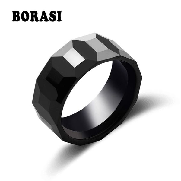 

classic design black white pink geometric ceramic ring for men and women jewelry rings wedding anniversary gift, Golden;silver