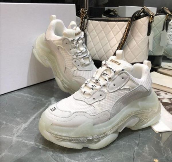 

paris 2020 new crystal bottom designer shoes dad shoes platform triple s sneakers for mens women vintage kanye old grandpa trainer c13, Black