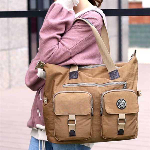 

fashion ladies multi pockets zipper messenger crossbody bag shoulder bags 2020 women new design waterproof nylon handbag