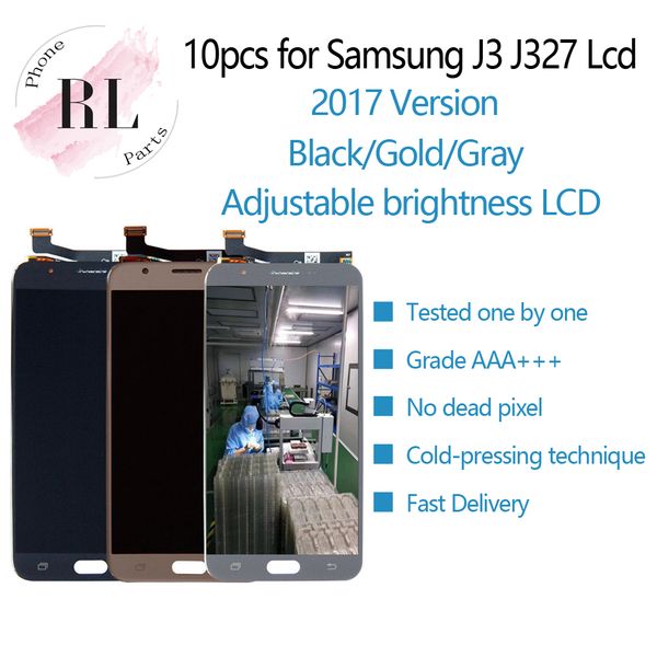 

10pcs adjustable brightness lcd for samsung galaxy j3 prime 2017 j327 lcd display touch screen digitizer assembly parts j3 lcd