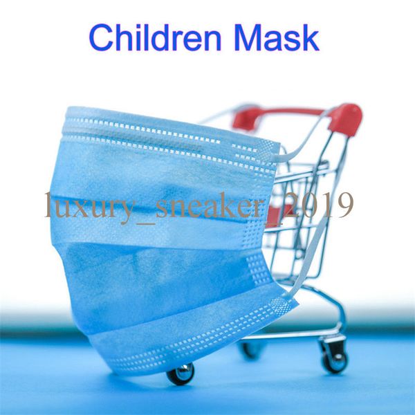 

2020 protective kids' size disposable mask 3-ply non-woven breathable boys girls face mask blue anti-dust earloop masks