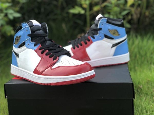 

2019 new release 1 high og fearless red blue men basketball shoes 1s ck5666-100 unc chicago sports patent leather sneakers