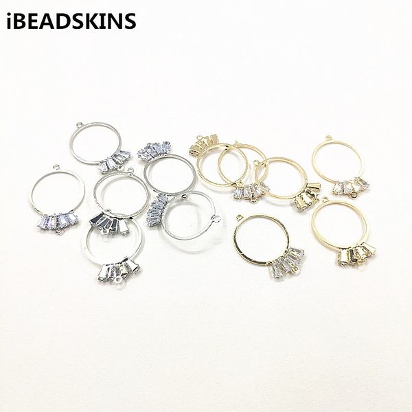 

new arrival 30x20mm 50pcs zircon round shape charm/connectors for earrings/earrings accessories/earring parts diy, Blue;slivery