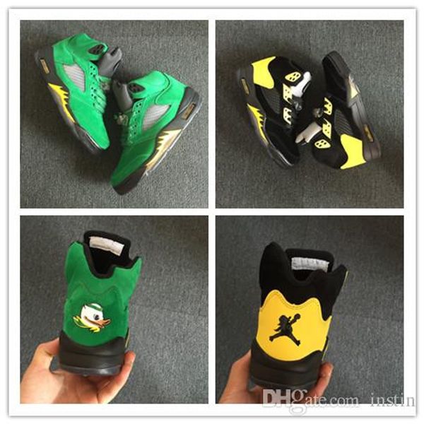 

5s oregon ducks jumpducks mens basketball shoes green black yellow sport shoe breathable sneakers basketball trainers, White;red