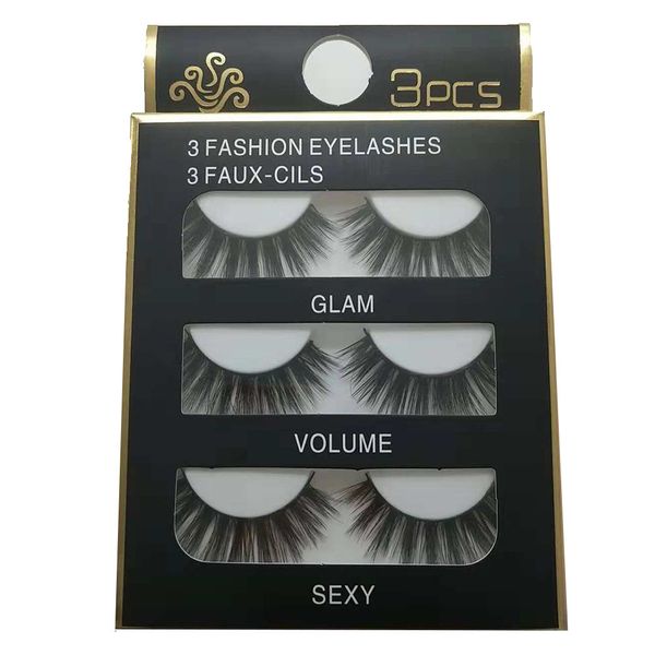 

3pair/box luxury 3d false lashes plastic black terrier fluffy strip eyelashes long natural party