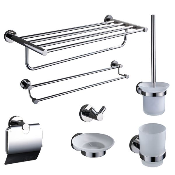 

stainless steel 304 folding towel rack 2-story bathroom rack sanitary ware hardware pendant set, Silver