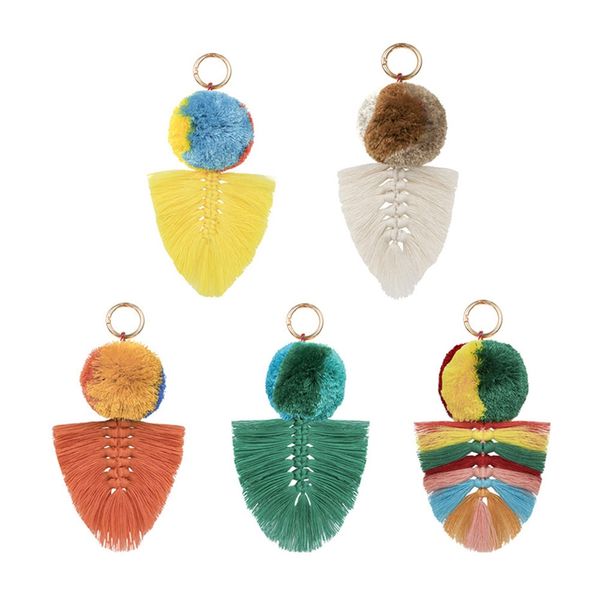 

handmade bohemian tassel keychain for girl fashion bag pendant accessories cute keychain jewelry ornaments female, Silver