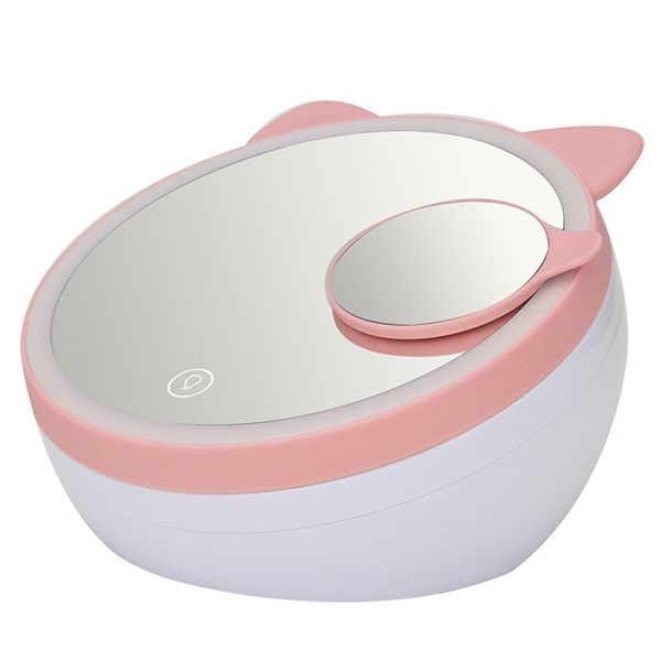

makeup mirror rechargeable led lighted vanity mirror touchscreen dimmable light with magnification glass for countercosmetic
