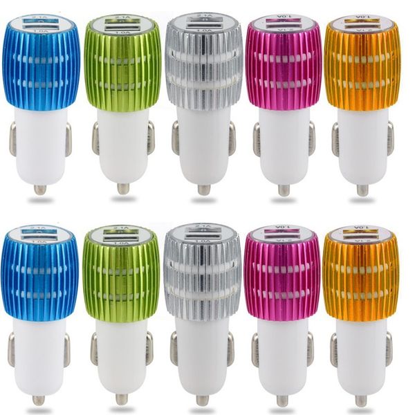 

автомобильное зарядное устройство led dual usb 2.1a металла зарядные сплава автомобильный адаптер для samsung s7 s8 телефон андроид