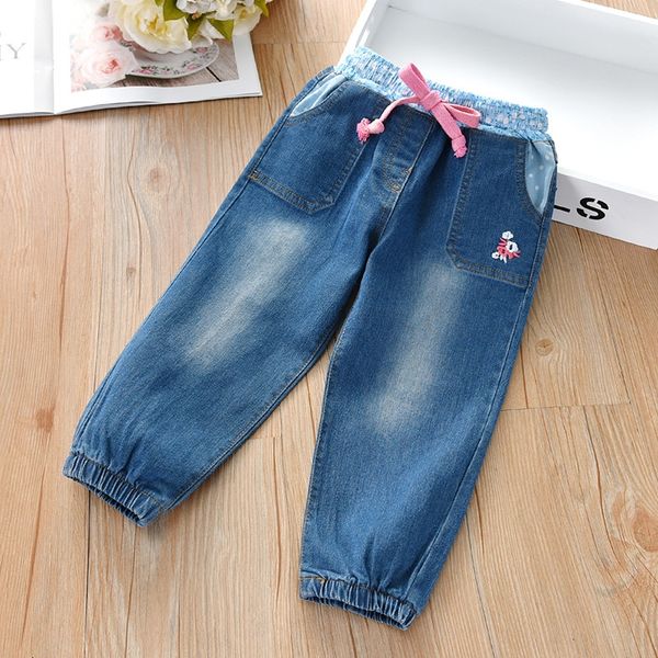 

girls and trousers and jeans ' fashionable pants 2020 summer clothes baby fashionable jeans children all-match casual capri pants, Blue