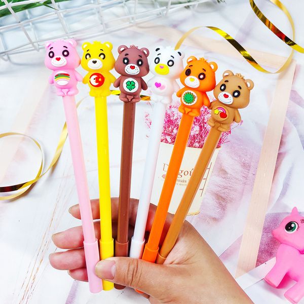 

6 pcs/lot cute bear gel pen cartoon 0.5 mm black ink signature pens stationery gift office school writing supplies