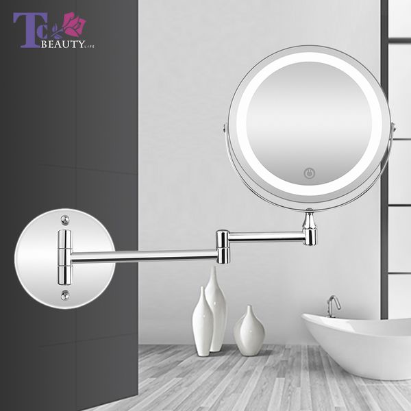 Wall Mounted Bathroom Mirror Led Makeup 1x 5x Magnification Wall Mounted Bathroom Mirror Led Makeup