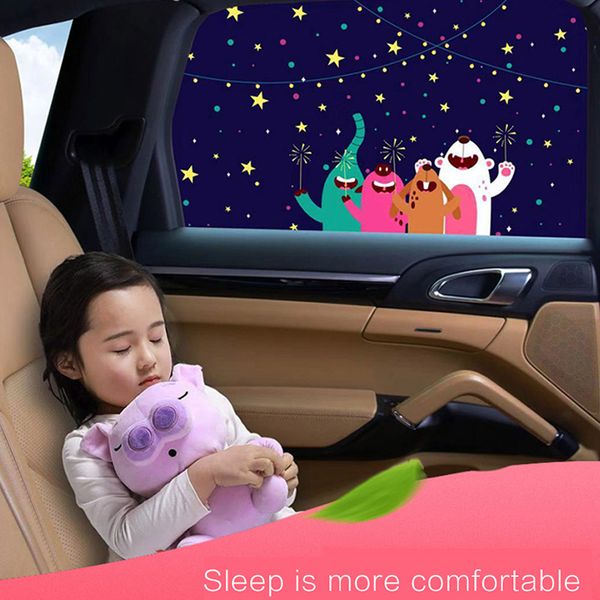 

4pcs magnetic car side window sunshade curtains adjustable car styling auto windows sun visor animal pattern blinds cover sun sh
