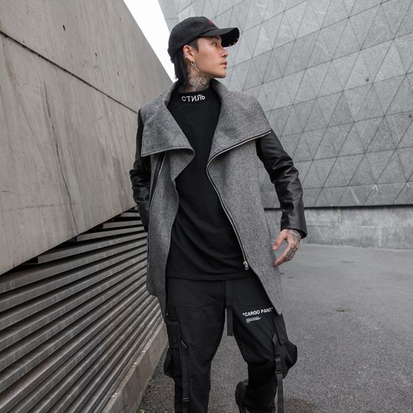 

autumn and winter new style men thick coat korean-style slim fit national trends men mid-length trench coat, Tan;black