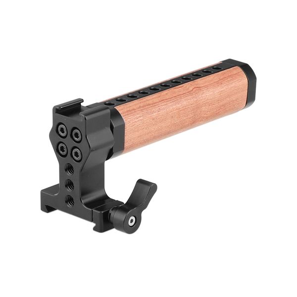 

camvate quick release handle grip (wooden) with arca-swiss quickset adapter for dslr camera cage kit item code: c2354
