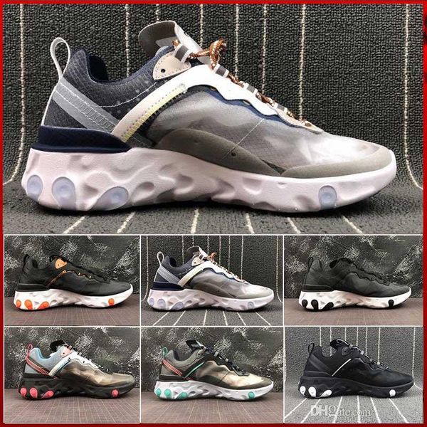 

react element undercover running shoes designer sneakers sports shoes for men women multi purposes trainers size 36-45, Black