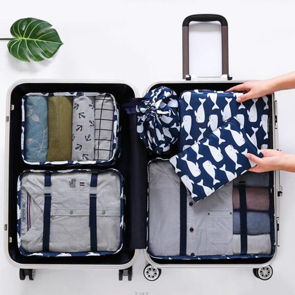 

6pcs /lot travel storage bags set portable tidy suitcase organizer clothes packing home closet divider container bag