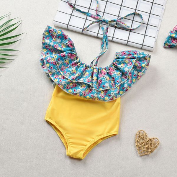 

toddler baby kids girls summer floral swimwear swimsuit beachwear romper clothes, Blue